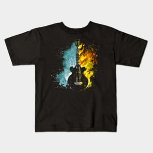 Guitar With Fire And Water Kids T-Shirt